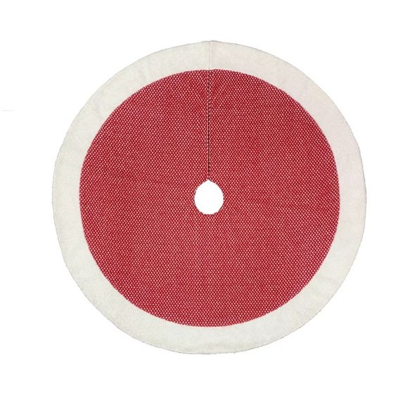 NEW St. Nicholas Square Two-Tone Knit Christmas Tree Skirt - Picture 1 of 2